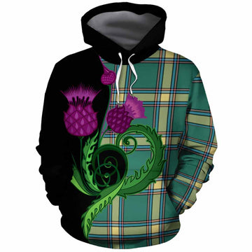 Alberta Province Canada Tartan Cotton Hoodie Traditional Scottish Thistle