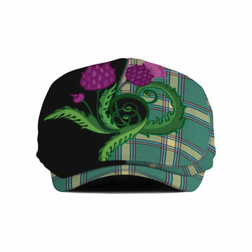Alberta Province Canada Tartan Flat Cap, Jeff Cap Traditional Scottish Thistle