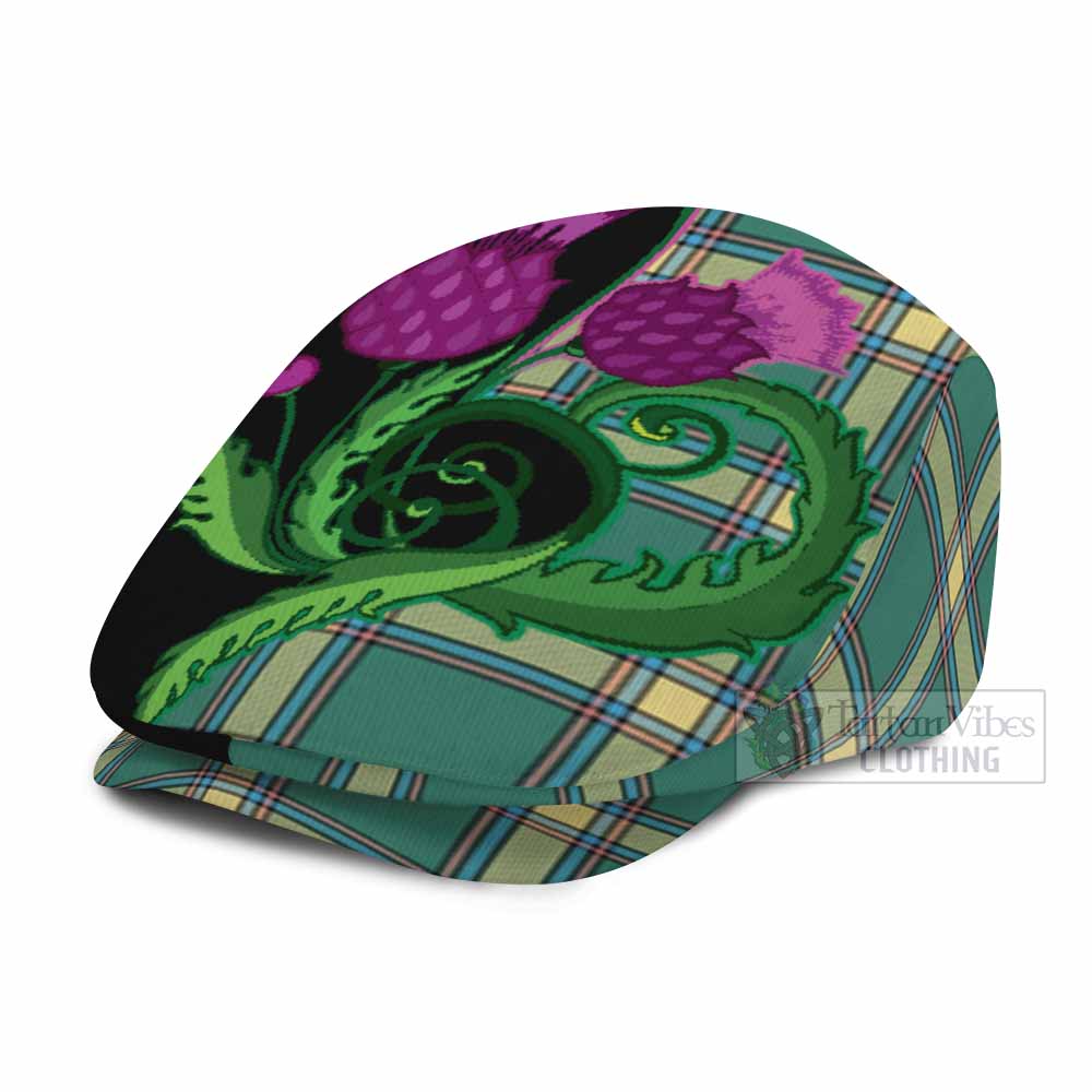 Alberta Province Canada Tartan Flat Cap, Jeff Cap Traditional Scottish Thistle