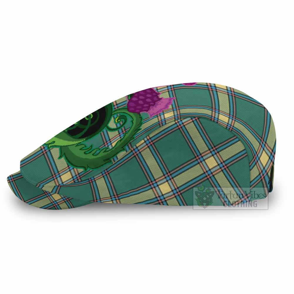 Alberta Province Canada Tartan Flat Cap, Jeff Cap Traditional Scottish Thistle