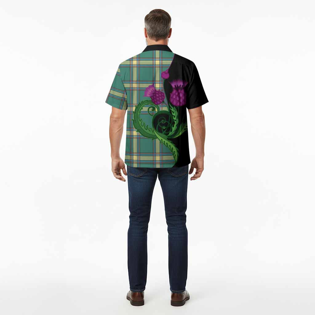 Alberta Province Canada Tartan Hawaiian Shirt Traditional Scottish Thistle