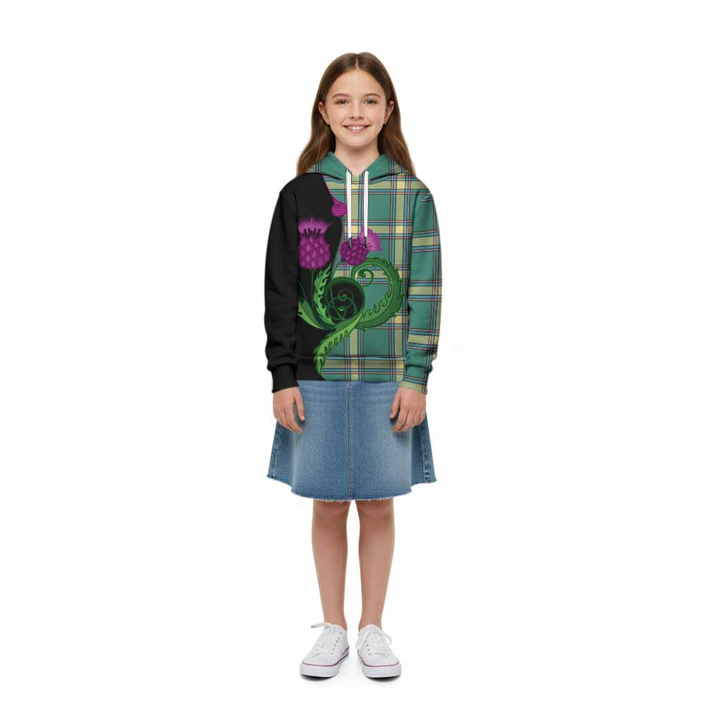 Alberta Province Canada Tartan Kid Hoodie Traditional Scottish Thistle