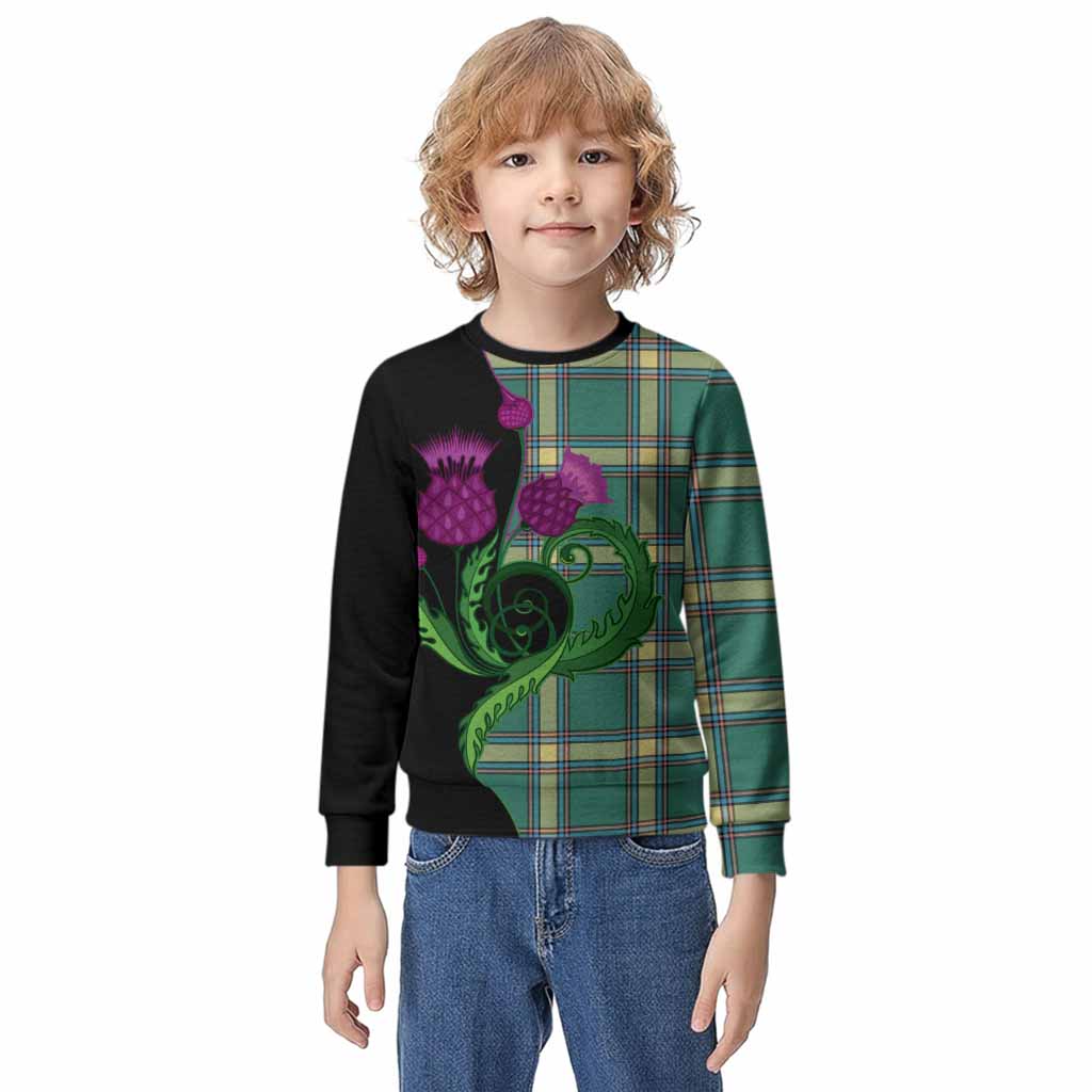 Alberta Province Canada Tartan Kid Knitted Sweatshirt Traditional Scottish Thistle