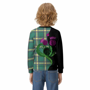 Alberta Province Canada Tartan Kid Knitted Sweatshirt Traditional Scottish Thistle