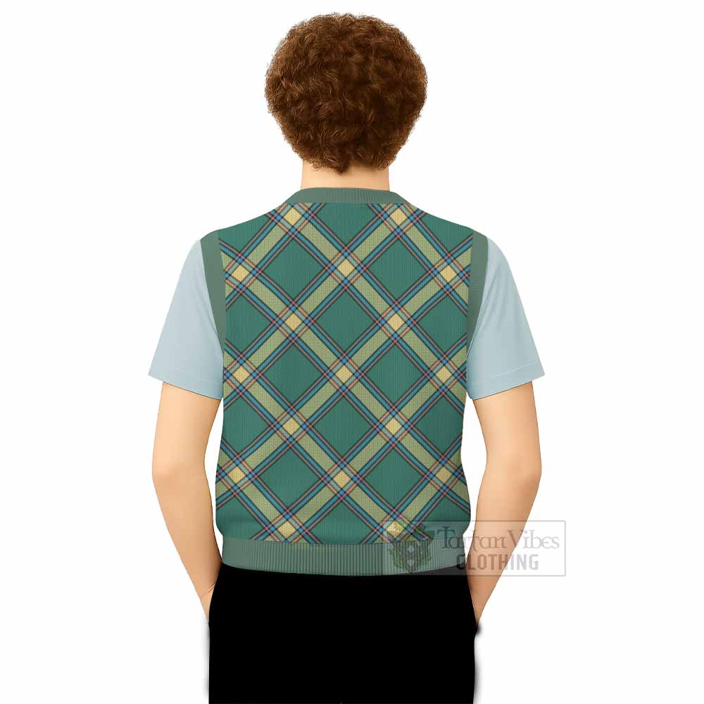 Alberta Province Canada Tartan  Knitted V-Neck Vest Cross Style