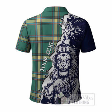 Alberta Province Canada Tartan Scottish Polo Shirt Angry Lion With Soccer Ball Style