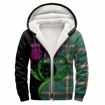 Alberta Province Canada Tartan Sherpa Hoodie Traditional Scottish Thistle