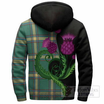 Alberta Province Canada Tartan Sherpa Hoodie Traditional Scottish Thistle
