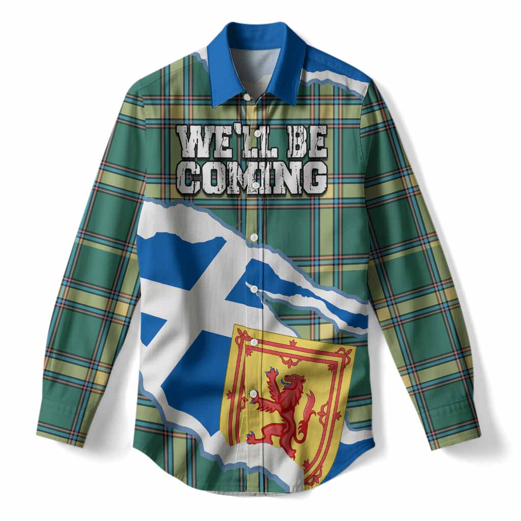 Alberta Scotland Football Tartan Women Casual Shirt We'll Be Coming