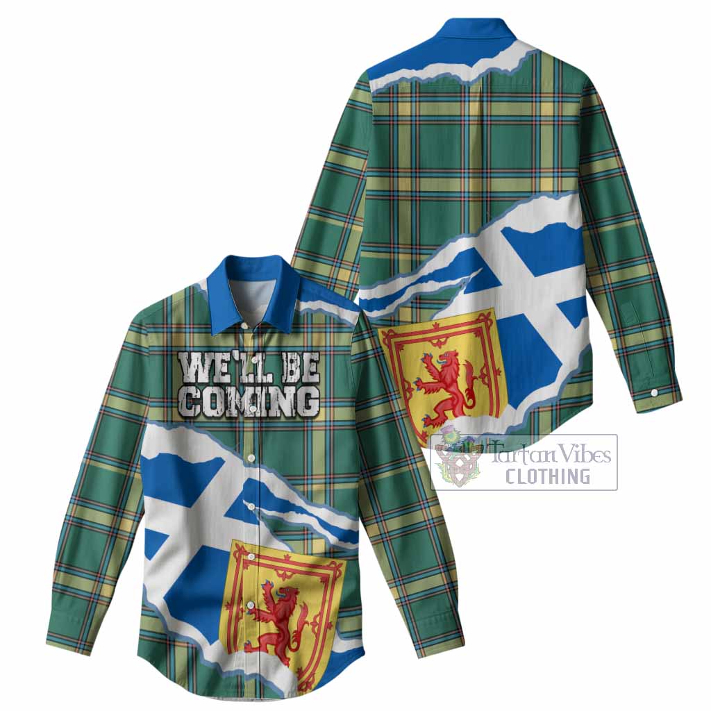 Alberta Scotland Football Tartan Women Casual Shirt We'll Be Coming
