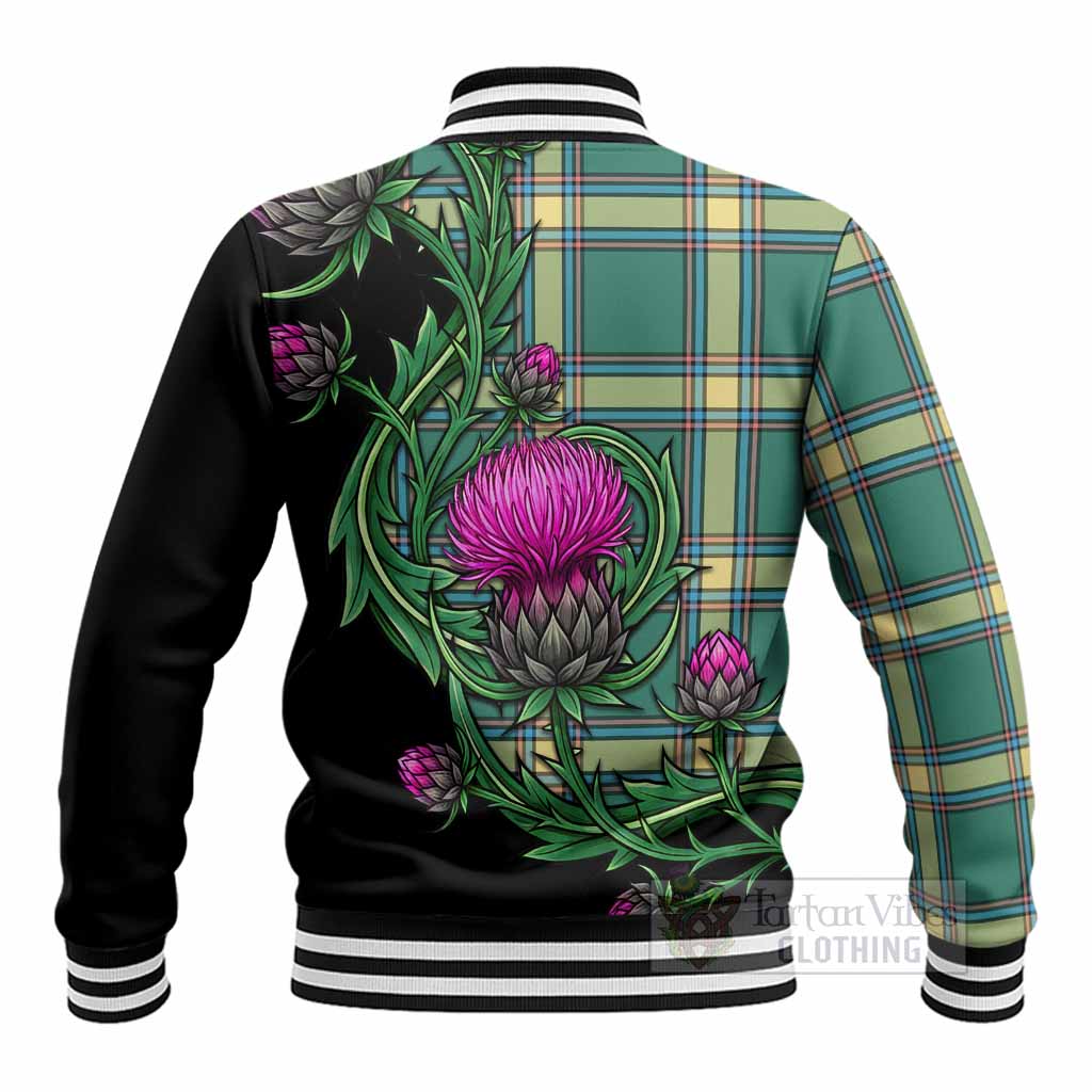 Alberta Tartan Baseball Jacket Resilient Scottish Thistle - Tartan Vibes Clothing