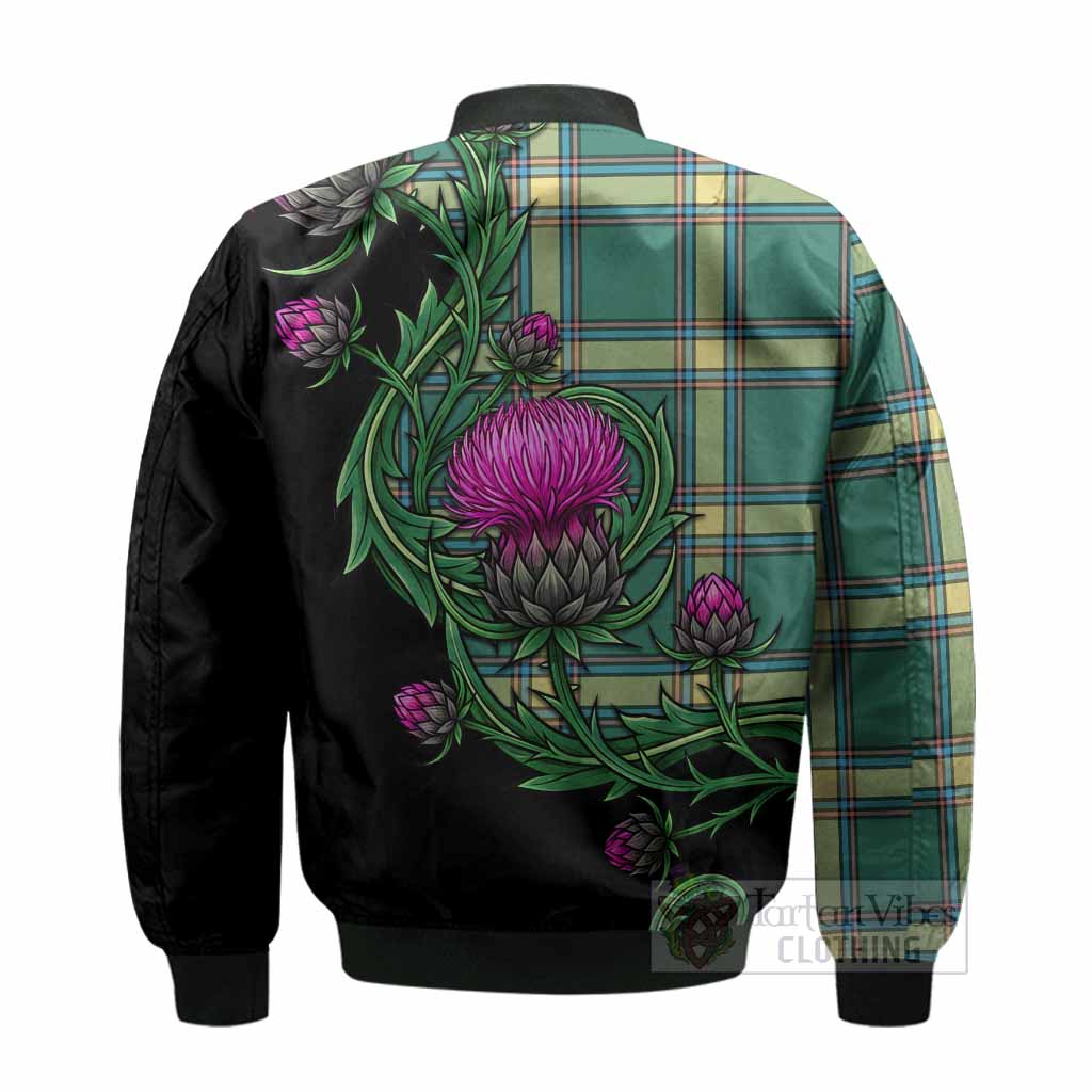 Alberta Tartan Bomber Jacket Resilient Scottish Thistle - Tartan Vibes Clothing