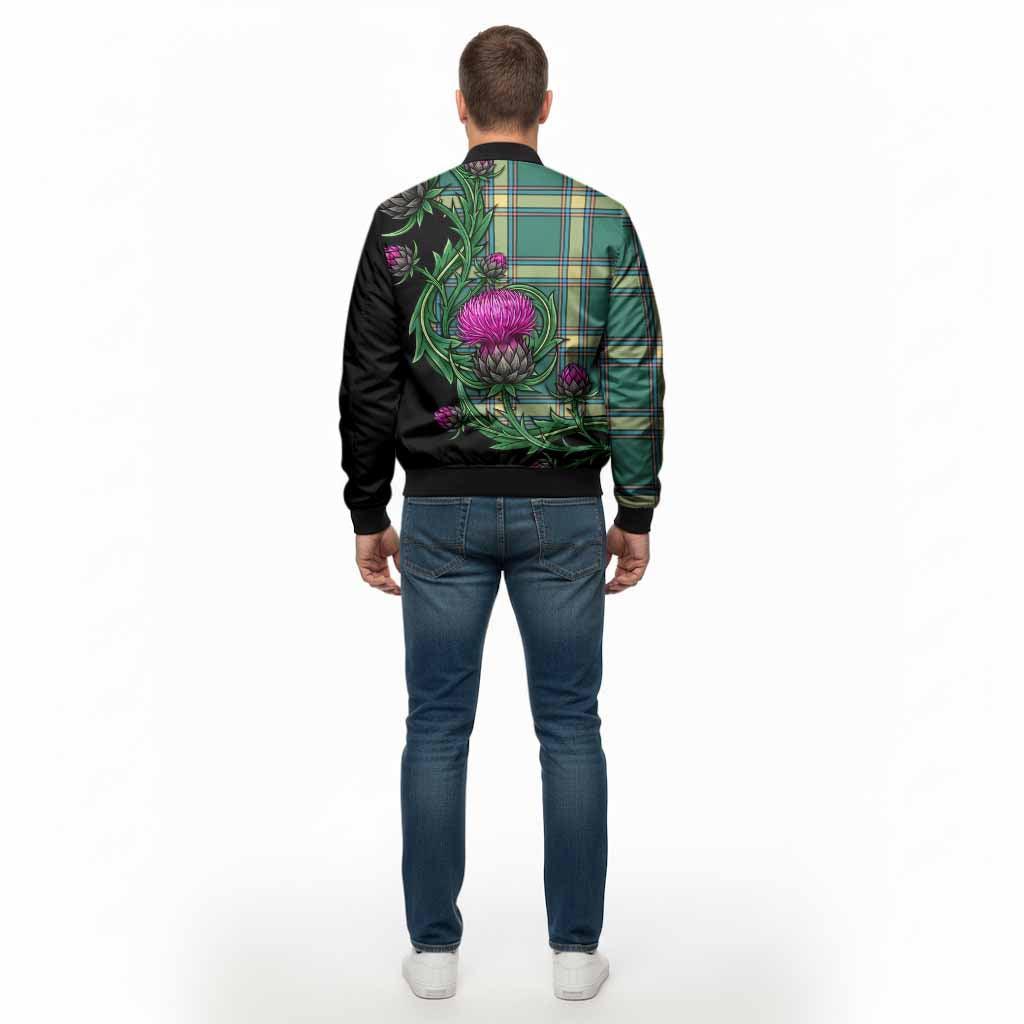 Alberta Tartan Bomber Jacket Resilient Scottish Thistle - Tartan Vibes Clothing
