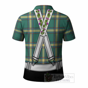 Alberta Tartan Lederhosen Costume Polo Shirt Scotland Thistle Floral