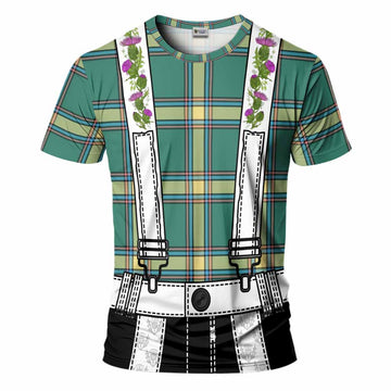 Alberta Tartan Lederhosen Costume T-Shirt Scotland Thistle Floral