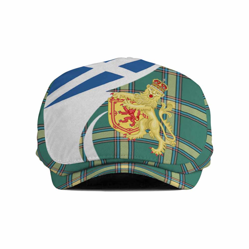 Alberta Tartan Lion Rampant Flat Cap, Jeff Cap Classic Scottish Style
