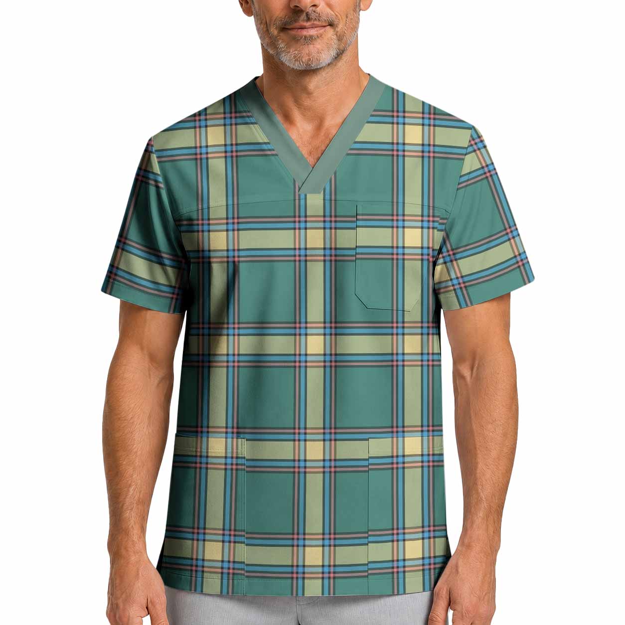 Alberta Tartan Scrub Top XL - Tartan Vibes Clothing