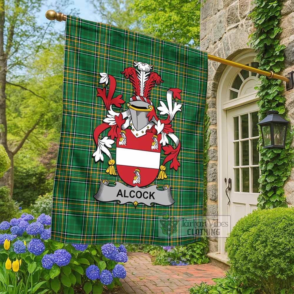 Alcock Irish Clan Tartan Flag with Coat of Arms