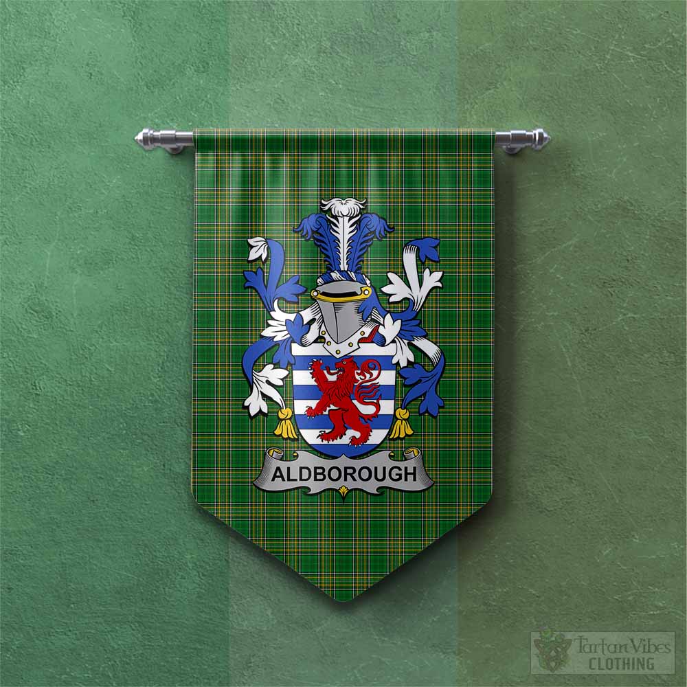 Tartan Vibes Clothing Aldborough Irish Clan Tartan Gonfalon, Tartan Banner with Coat of Arms