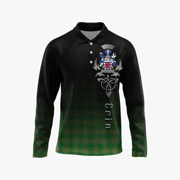 Aldborough Irish Clan Long Sleeve Polo Shirt with Coat of Arms Erin Go Bragh Celtic Inspired Unisex - Tartan Vibes Clothing