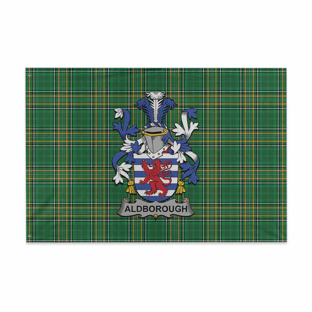 Tartan Vibes Clothing Aldborough Irish Clan Tartan House Flag with Coat of Arms