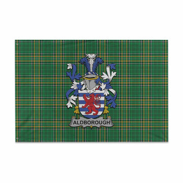 Tartan Vibes Clothing Aldborough Irish Clan Tartan House Flag with Coat of Arms