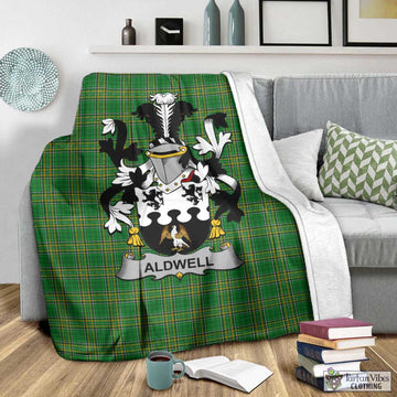 Tartan Vibes Clothing Aldwell Irish Clan Tartan Blanket with Coat of Arms