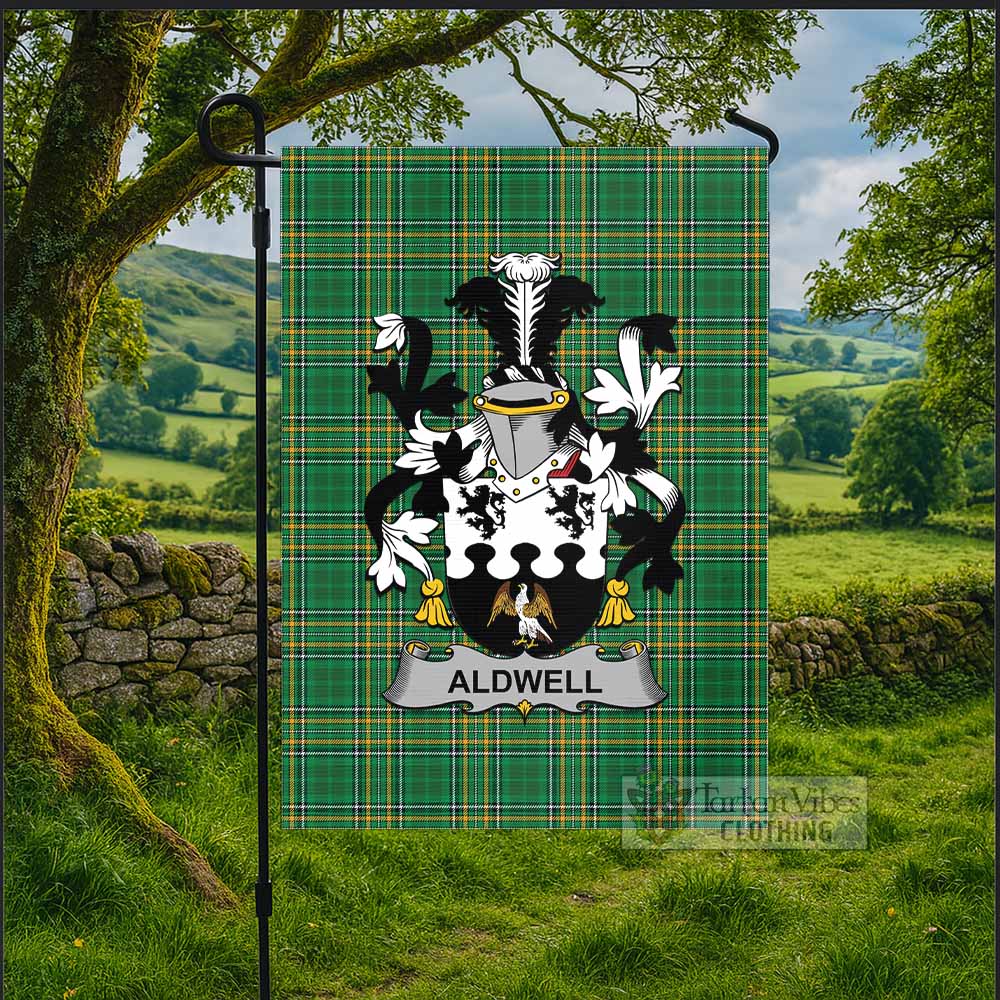 Aldwell Irish Clan Tartan Flag with Coat of Arms