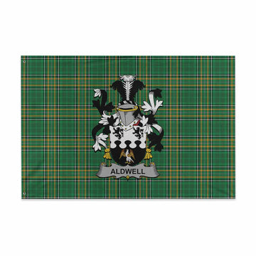 Tartan Vibes Clothing Aldwell Irish Clan Tartan House Flag with Coat of Arms