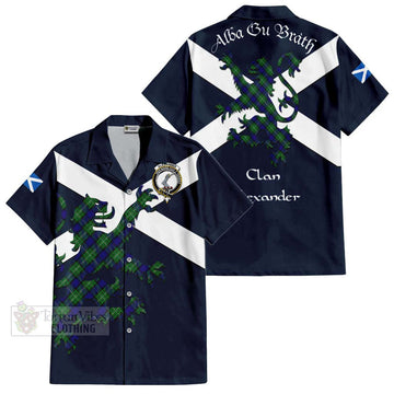 Tartan Vibes Clothing Alexander Tartan Lion Rampant Short Sleeve Button Shirt – Proudly Display Your Heritage with Alba Gu Brath and Clan Name