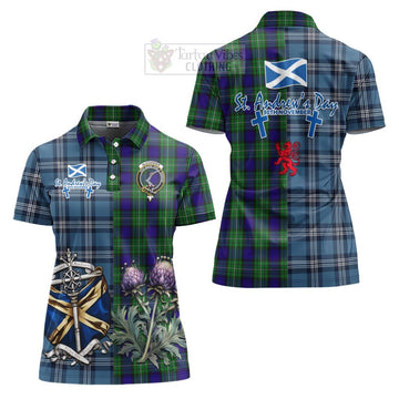 Tartan Vibes Clothing Alexander Tartan Women's Polo Shirt Happy St. Andrew's Day Half Tartan Style