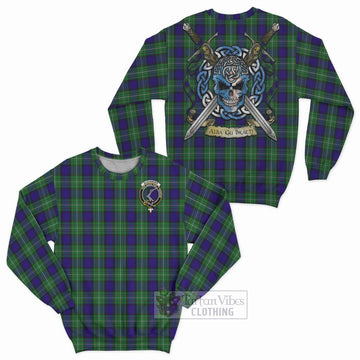 Tartan Vibes Clothing Alexander Tartan Sweatshirt with Family Crest Celtic Skull Style