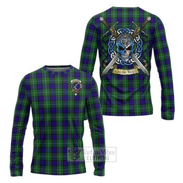 Tartan Vibes Clothing Alexander Tartan Long Sleeve T-Shirt with Family Crest Celtic Skull Style
