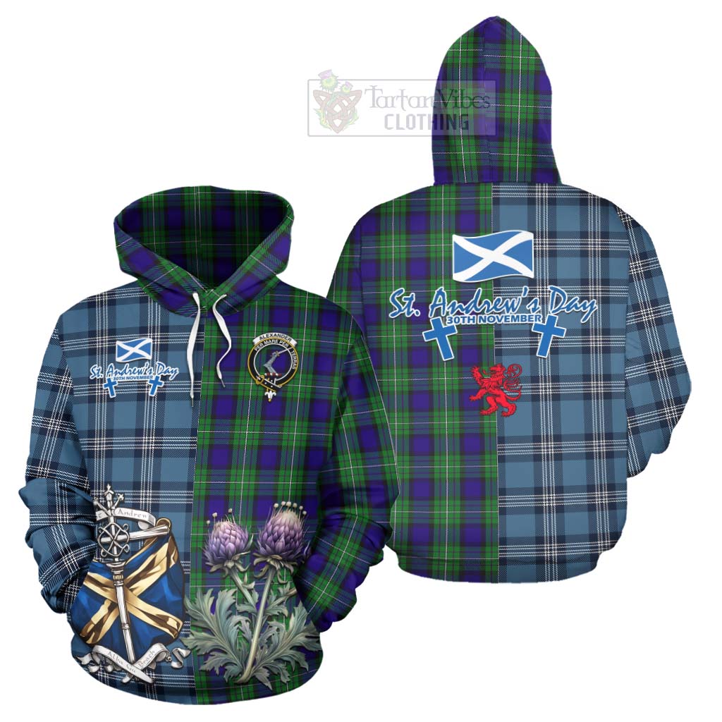 Tartan Vibes Clothing Alexander Tartan Hoodie Happy St. Andrew's Day Half Tartan Style
