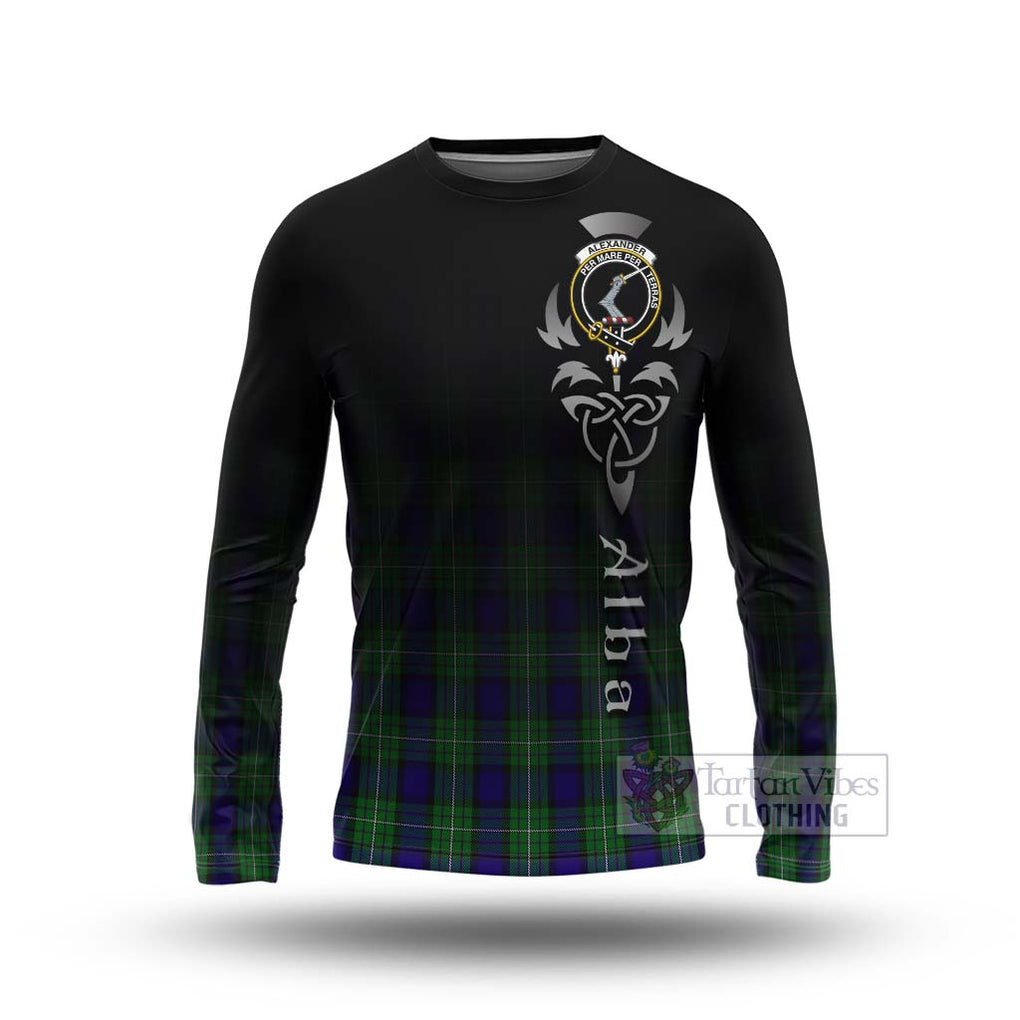 Tartan Vibes Clothing Alexander Tartan Long Sleeve T-Shirt Featuring Alba Gu Brath Family Crest Celtic Inspired