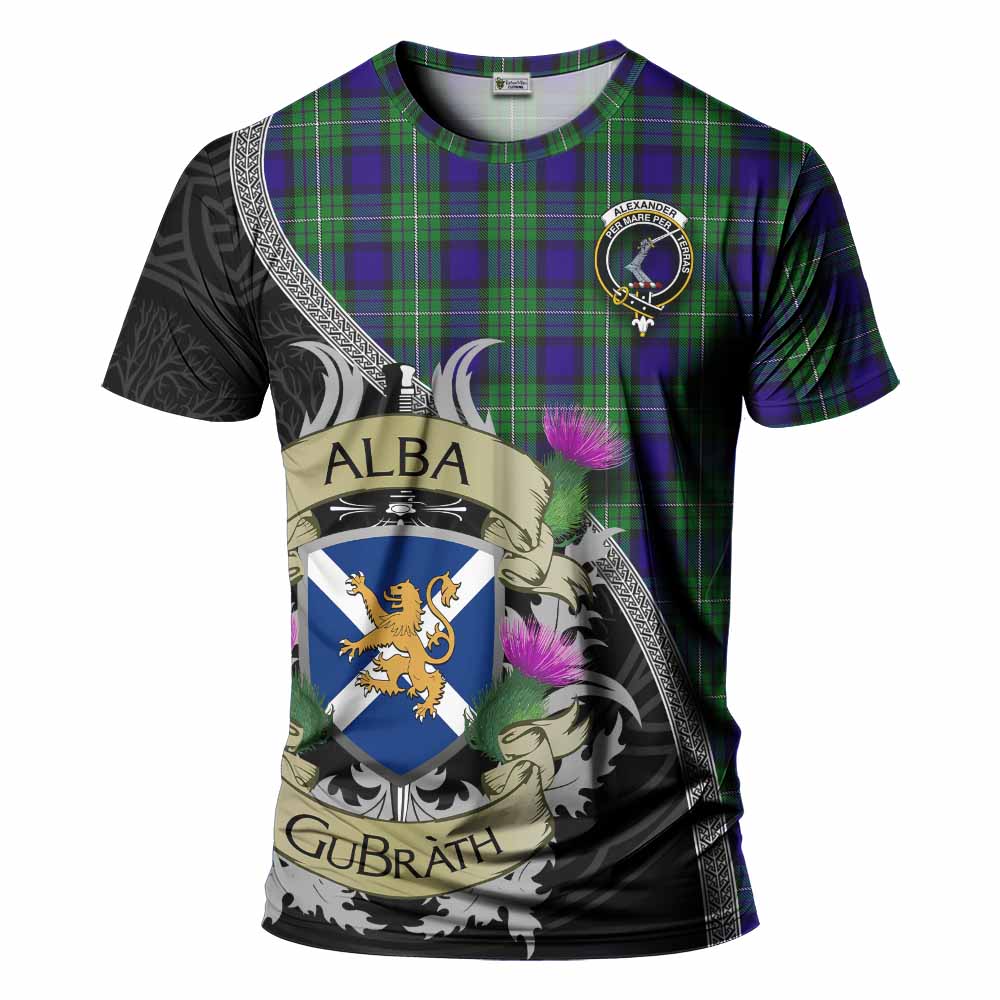Tartan Vibes Clothing Alexander Tartan Family Crest T-Shirt Lion Rampant Royal Thistle Shield Celtic Inspired