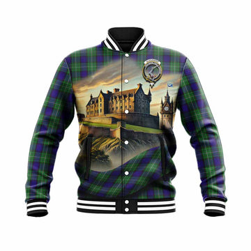 Tartan Vibes Clothing Alexander Tartan Family Crest Baseball Jacket with Scottish Ancient Castle Style