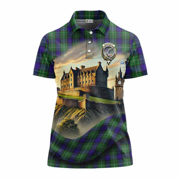 Tartan Vibes Clothing Alexander Tartan Family Crest Women's Polo Shirt with Scottish Ancient Castle Stype