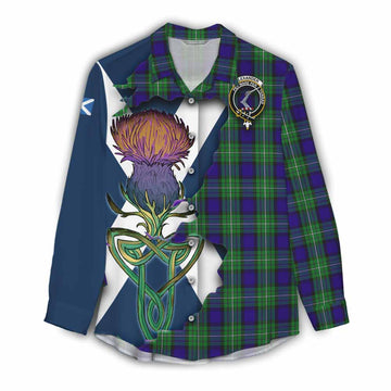 Tartan Vibes Clothing Alexander Tartan Family Crest Women's Casual Shirt Scottish Thistle Celtic Inspired