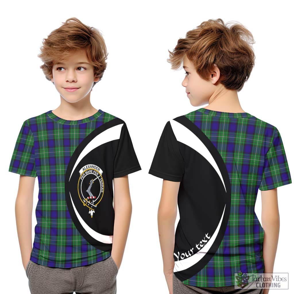 Alexander Tartan Kid T-Shirt with Family Crest Circle Style Youth XL Size14 - Tartan Vibes Clothing
