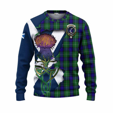 Tartan Vibes Clothing Alexander Tartan Family Crest Knitted Sweater Scottish Thistle Celtic Inspired
