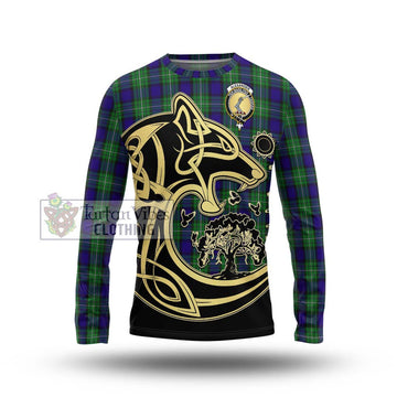 Alexander Tartan Long Sleeve T-Shirt with Family Crest Celtic Wolf Style Unisex - Tartan Vibes Clothing
