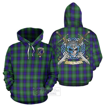 Tartan Vibes Clothing Alexander Tartan Hoodie with Family Crest Celtic Skull Style