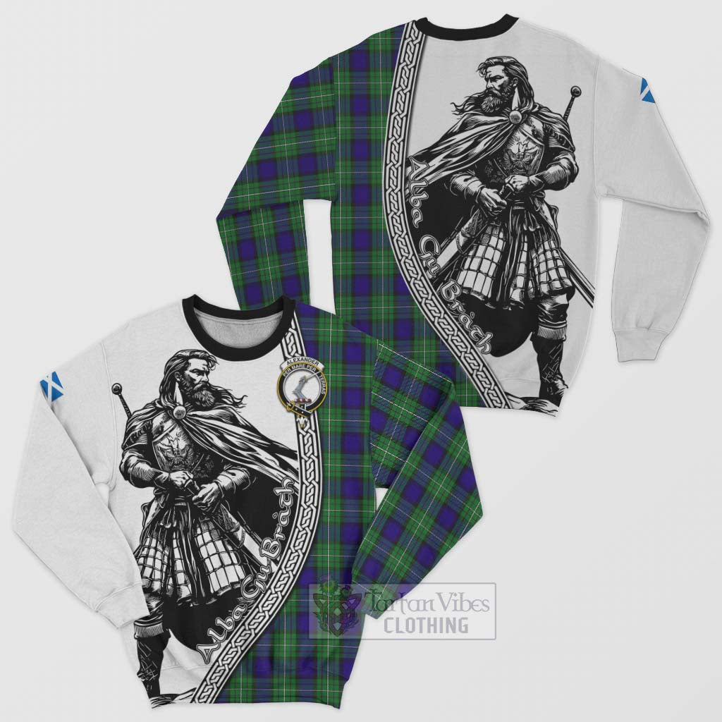 Tartan Vibes Clothing Alexander Tartan Clan Crest Sweatshirt with Highlander Warrior Celtic Style