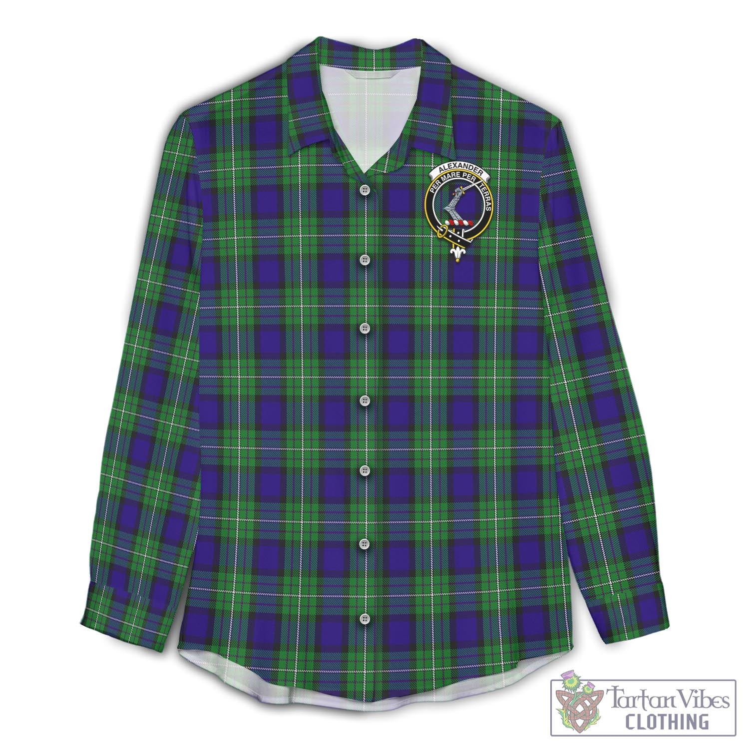 Tartan Vibes Clothing Alexander Tartan Womens Casual Shirt with Family Crest