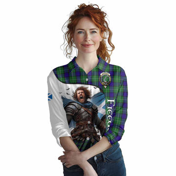 Tartan Vibes Clothing Alexander Crest Tartan Women's Casual Shirt Inspired by the Freedom of Scottish Warrior