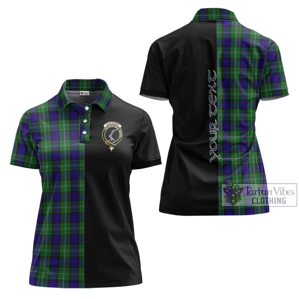 Alexander Tartan Women's Polo Shirt with Family Crest and Half Of Me Style Women - Tartanvibesclothing Shop