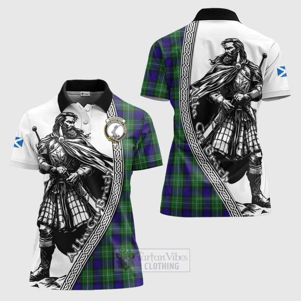 Tartan Vibes Clothing Alexander Tartan Clan Crest Women's Polo Shirt with Highlander Warrior Celtic Style