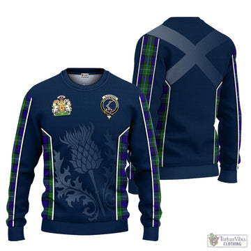 Alexander Tartan Knitted Sweatshirt with Family Crest and Scottish Thistle Vibes Sport Style
