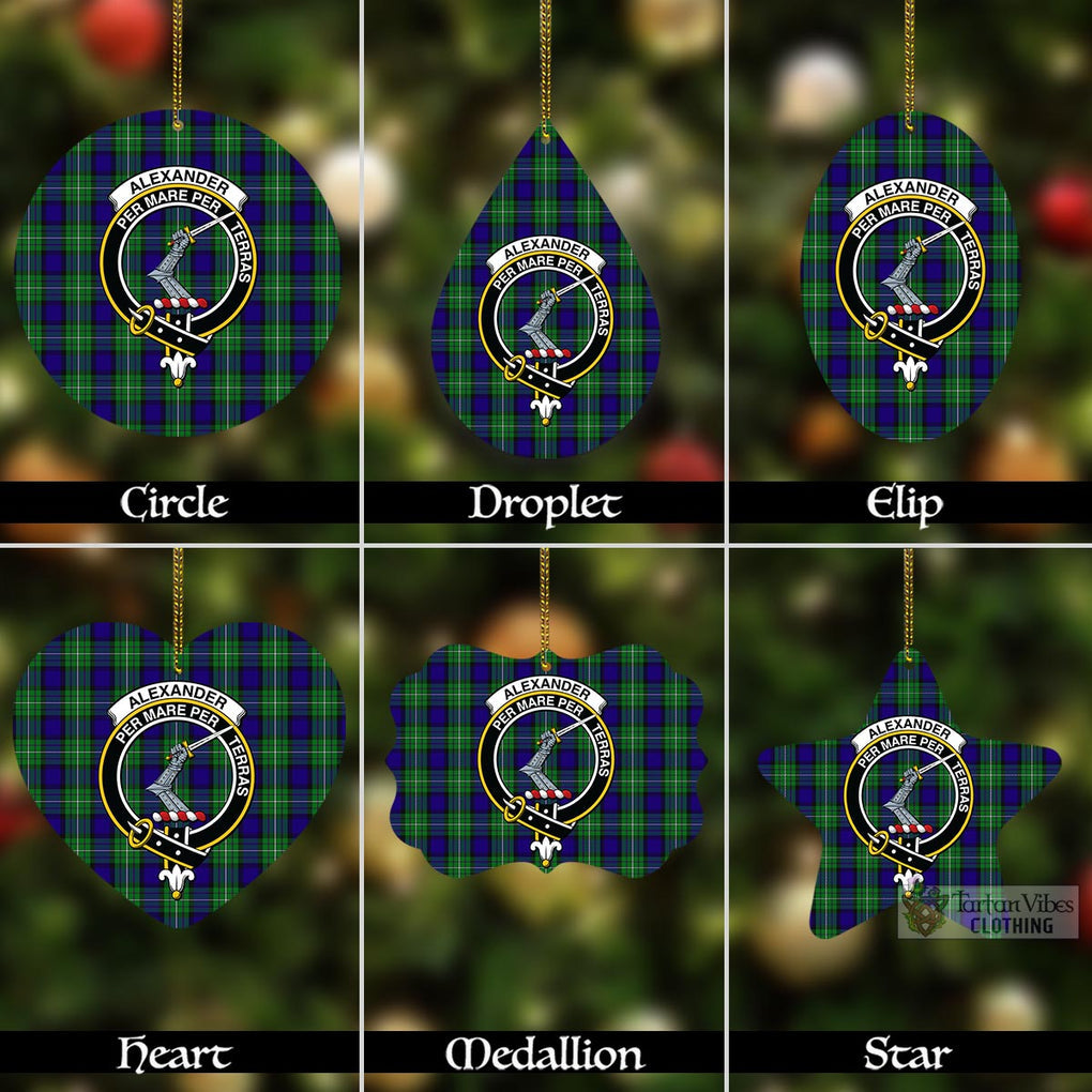 Tartan Vibes Clothing Alexander Tartan Christmas Aluminium Ornament with Family Crest